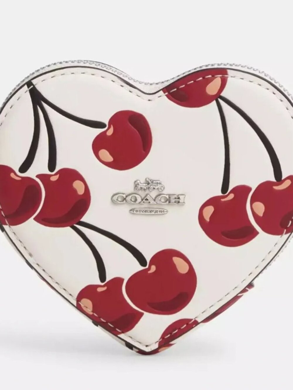 Coach Heart Coin Case Cherry Print - NWT